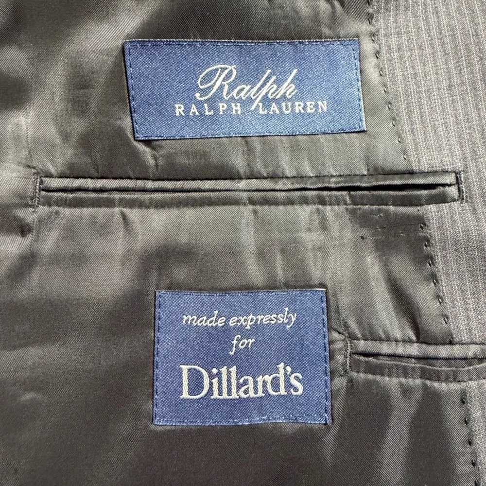 Ralph Ralph Lauren Mens Pinstripe 100% Wool Suit‎ Jacket Blazer 44L NWOT